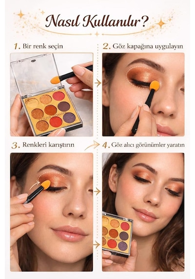 Profesyonel 9 Renk Far Paleti Ve 10 Adet Çift Taraflı Sünger Aplikatör Seti,mat, Işıltılı Ve Sedefli Tonlar,günlük, Gece Ve Özel Gün Göz Makyajı İçin Tam Set Diğer