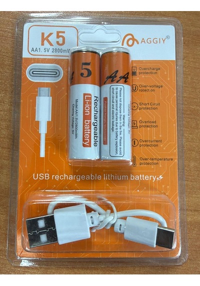 Aggıy K5 Aa Kalem Type-c Şarjlı Pil 1.5 Volt 2800mah