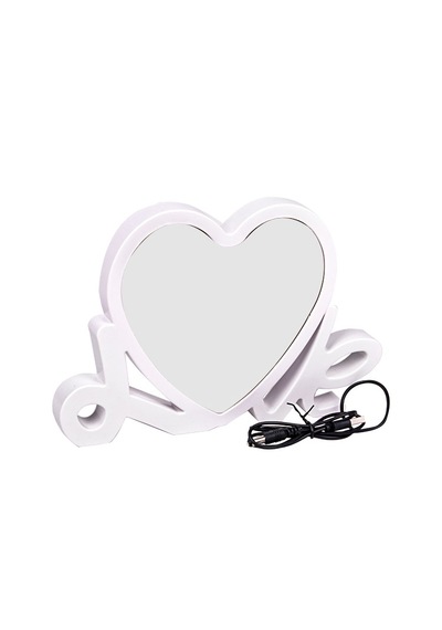 Led Işıklı Love Fotoğraflı Sihirli Ayna Kişiye Özel Beyaz