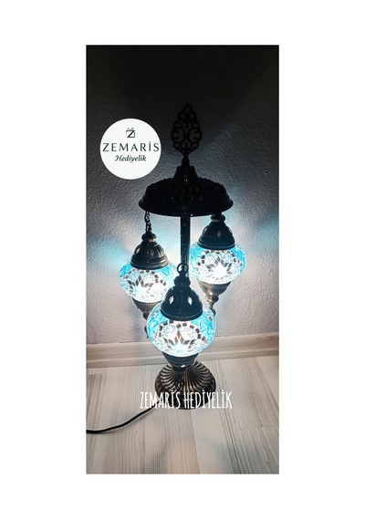 El Yapımı Otantik Mozaik Minik Lambader 3 Lü Mavi - 719096800 Diğer