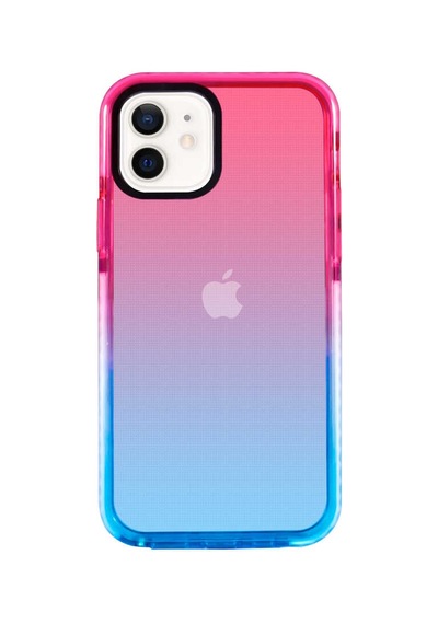 Apple Uyumlu iPhone 12 Kılıf Zore Renkli Punto Kapak Pembe - Mavi