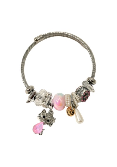 Biem Pandora Model Çelik Bileklik Pembe2 Gold/gümüş