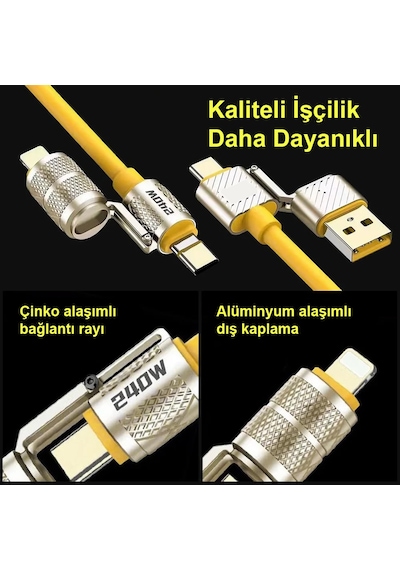 Codegen 240w 4 İn 1 Usb C - Lightning Pd Quickcharge 2 Mt Te...