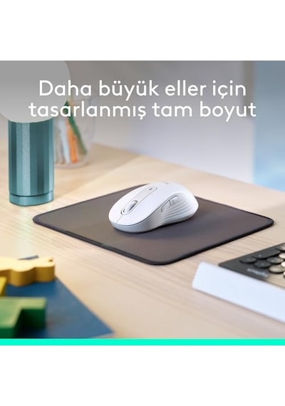 M650 Kablosuz Mouse, Büyük Boy Sağ El İçin, Sessiz, 4000 Dpı, Bluetooth, Logi Bolt Usb Alıcı, 24 Ay Pil Ömrü, Beyaz