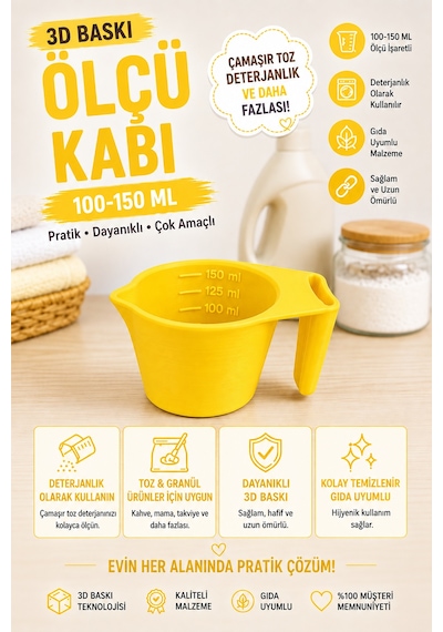 3d Baskı 100-150 Ml Ölçü Kabı Çamaşır Deterjanı, Toz Ve Granül Ölçü Kabı Gıda Uyumlu Pla Çok Renkli
