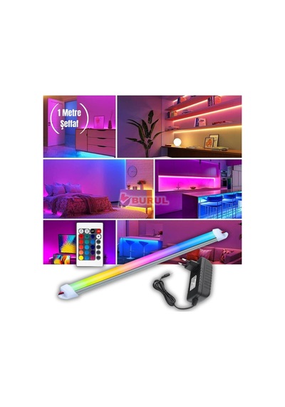 1 Metre Şeffaf Rgb 16 Renk Kumandalı Çubuk Şerit Led Renk Değiştiren Led Işık Sb-6540