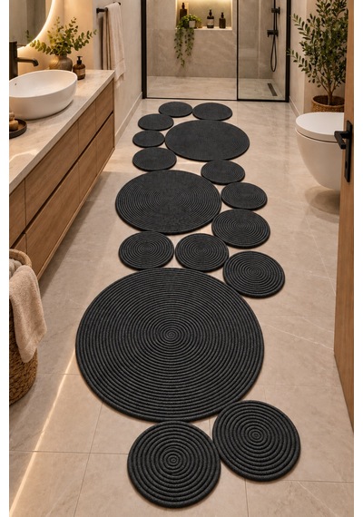 Bohem Asimetrik Jüt El Yapımı Yuvarlak Detaylı Jüt Hasır Görünümlü Dekoratif Kilim, Organik Form Modern Banyo Mutfak Koridor Halı Kilim Paspas Doğal Tasarım Siyah Siyah Bohem Asimetrik Jüt El Yapımı Yuvarlak Detaylı Jüt Hasır Görünümlü Dekoratif Kilim, Organik Form Modern Banyo Mutfak Koridor Halı Kilim Paspas Doğal Tasarım Siyah Siyah