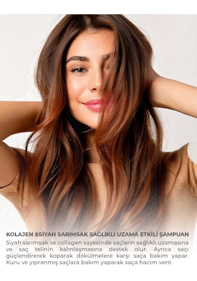 Kolajen Ve Siyah Sarımsak Sağlıklı Uzama Etkili Şampuan 1 L
