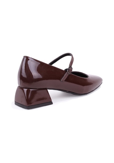 Dagoster Dza07-725101 Kahve Rugan 4 Cm Kalın Topuklu Klasik Kadın Ayakkabı