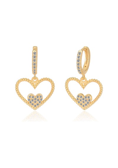 Emılıano Jewellery 925 Ayar Kalpli Küpe Gold - Gümüş
