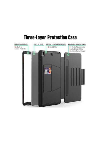 Apple Uyumlu iPad, Pro 11inç M4 2024 Kılıf Multifunction Leather Case A2228 A2068 A2230 A2231 Kılıf