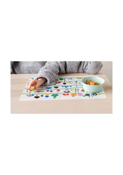 4'lü Çocuk Amerikan Servisi 40x30 Cm İkea 4 Adet Amerikan Çok Renkli Kaydırmaz Servis Beyaz - 665770067 Beyaz