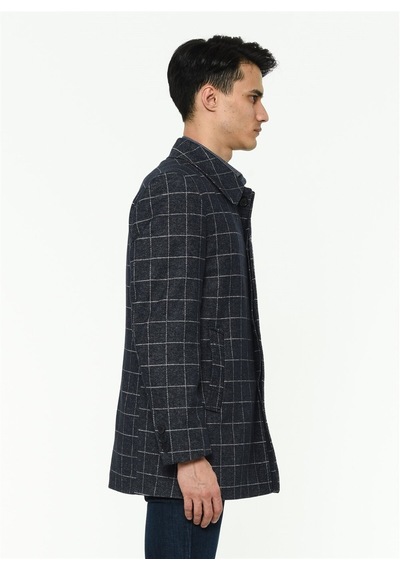 Plt8206 Dewberry Erkek Palto-Desenli Lacivert-Desenli Lacivert