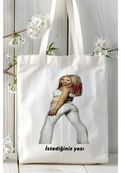 Art Hediye Christina Aguilera Baskılı Bez Çanta Kişiye Özel Model 1 Çok Renkli