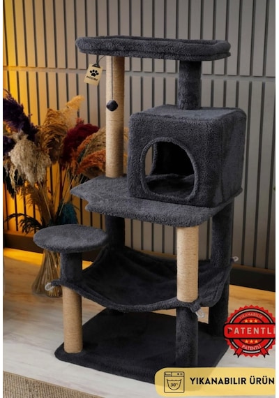 Çok Katlı Yıkanabilir Kedi Tırmalama Ve Oyun Evi- Dubai Gri