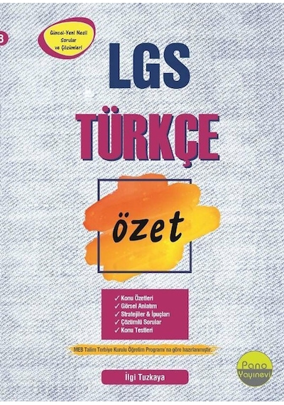 Pano Yayınları 8. Sınıf Lgs Türkçe Liselere Hazırlık Özet Yni