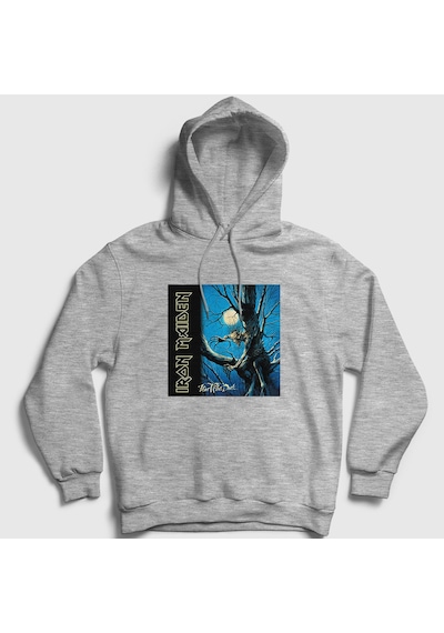 Presmono Unisex Fear Of The Dark Iron Maiden Kapüşonlu Sweatshirt Gri Melanj