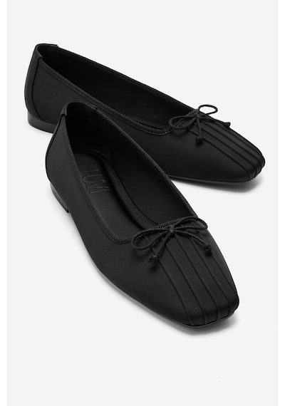 Luvi Shoes Alıa Siyah Saten Fiyonklu Kadın Babet Ayakkabı
