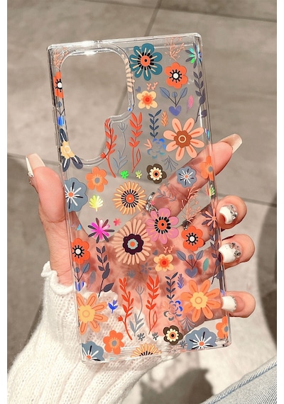 Samsung Galaxy Uyumlu S25 Ultra Kılıf Solmayan Imd Baskı Desenli, Şeffaf Tpu+pc Botanik Kapak