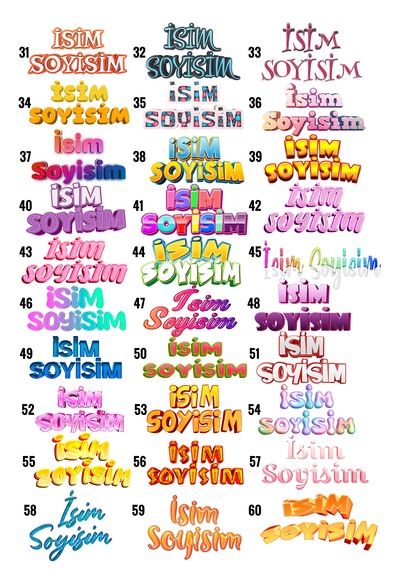 Kıyafet Etiketi - Okul Kıyafet Kumaş Etiketi Kreş Anaokulu İlkokul Kıyafet Kumaş Etiketi Set14 Karışık