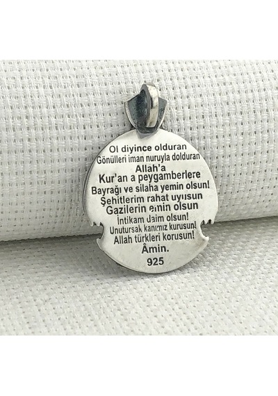 925 Ayar Gümüş Göktürkçe Türk Yazılı Bozkurt Figürlü Kolye Ucu Gümüş