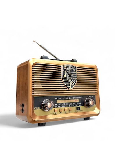 Rt-720 Nostalji Radyo Ahşap Görünüm Radyo,trend Tasarım Güneş Panelli Nostalji Radyo