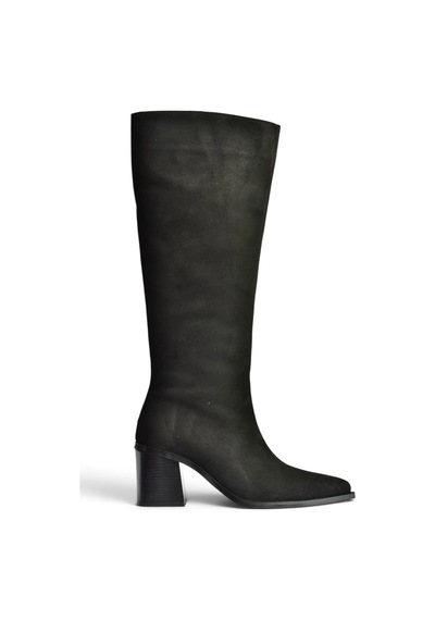 Fox Shoes Z308106002 Siyah Süet Kalın Topuklu Kadın Çizme