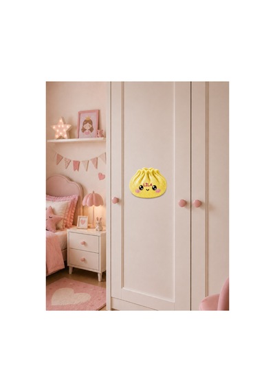 Dumpling Squishy Çin Mantısı Temalı Kişiye Özel Mdf Çocuk Odası Süsü Sarı