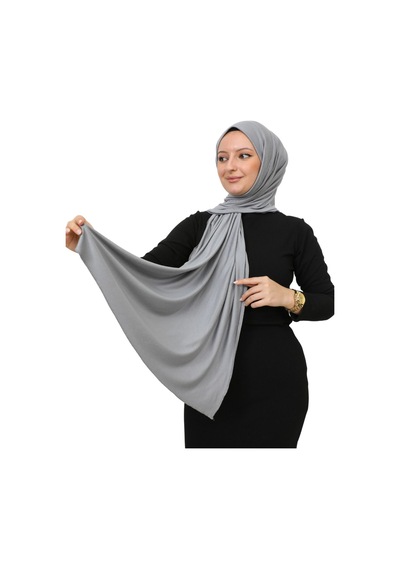 Modish Group Şal Tesettür Başörtüsü Premium Kumaş Eşarp Uzun İslami Giyim Viskon Gri