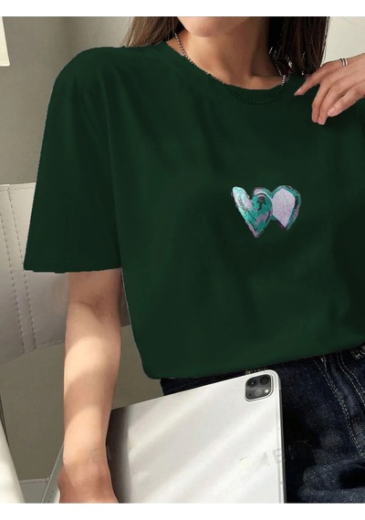 Çift Kalp Logo T-shirt - Nefti Yeşil Baskılı Oversize Bisiklet Yaka Kısa Kol Tişört Nefti Yeşil Çift Kalp Logo T-shirt - Nefti Yeşil Baskılı Oversize Bisiklet Yaka Kısa Kol Tişört Nefti Yeşil