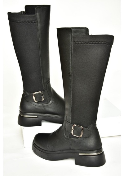 Fox Shoes T996332009 Siyah Dalgıç Kumaş Klasik Çizme Siyah-Suni Deri