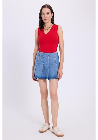 Tudors Kadın Slim Fit Dar Kesim V Yaka Sıfır Kol Pamuklu Ribanalı Kırmızı Bluz-38835 Kırmızı Tudors Kadın Slim Fit Dar Kesim V Yaka Sıfır Kol Pamuklu Ribanalı Kırmızı Bluz-38835 Kırmızı