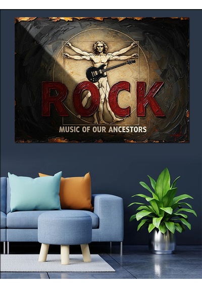 Ahşap Tablo Rock Müzik Temalı Vitruvius Adamı Hayvan Tabloları