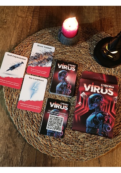Virüs Cyborg Strateji Oyun Kartları - Kese Hediyeli 50 Kart