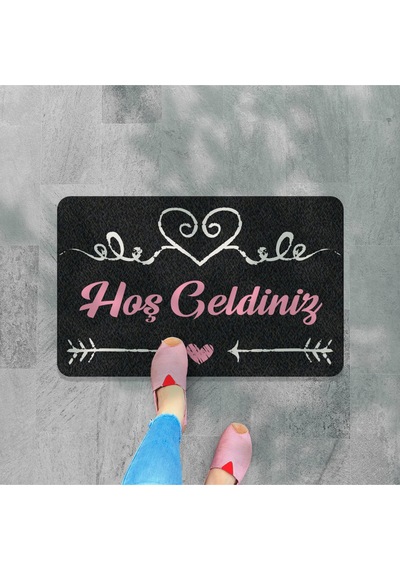 Hoş Geldiniz Yazılır Dekoratif Dış Kapı Önü Ve Iç Mekan Paspası Yıkanabilir Çok Renkli
