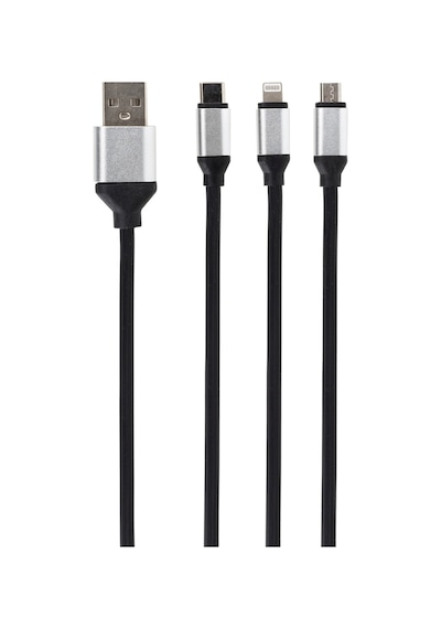 Ithink Silver 3in1 1 M Çoklu Şarj Kablo - Siyah