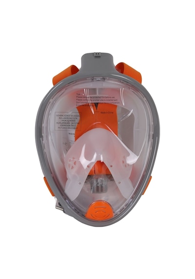 Turuncu Gri Full Face Şnorkel Maske S/m Beden 8-14 Yaş Çocuk Tam Yüz Dalış Seti Katlanabilir