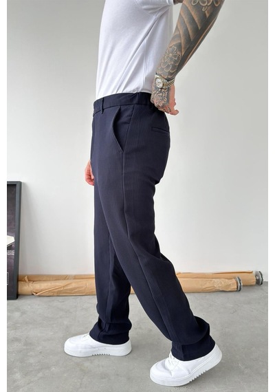Lacivert Fitilli Baggy Pantolon