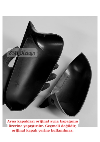 Vw Golf 4 Uyumlu Yarasa Ayna Kapağı Kaplama - Parlak Siyah Piano Black Plastik M Stil 2 Adet Sağ-sol