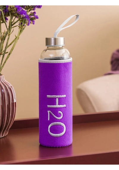 H2o Kadife Kılıflı Cam Matara 600 Ml - Renk Seçenekli Çok Renkli