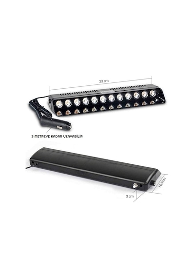 S12 12V Çakmaklık Girişli Cam Içi Vantuzlu Polis Çakar Ledi
