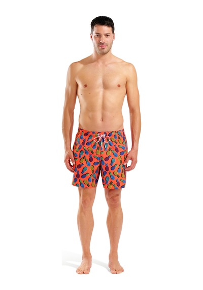 Arena Water Prints Beach Erkek Turuncu Deniz Şortu 007153350