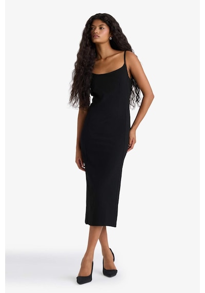 Defacto Bodycon Vücudu Saran İnce Askılı Midi Elbise F9263ax25wnbk81 Siyah
