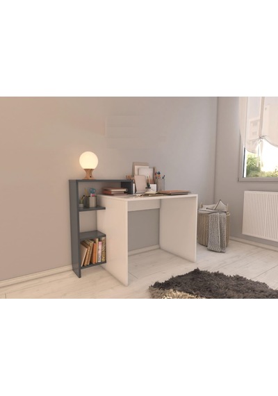 Bicabin Bicabin Casablanca Raflı Çalışma Masası (Beyaz) Beyaz - Antrasit