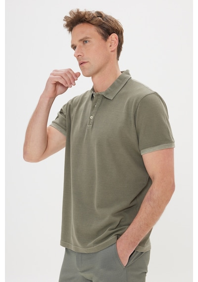 AC&Co / Altınyıldız Classics Erkek Hakı Slim Fit Dar Kesim %100 Pamuk Polo Yaka Tişört Haki