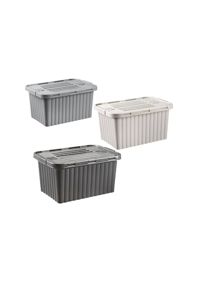 Dünya 20011-999 Renkli 18l Çift Kapaklı Kilitli Plastik Kutu- 12'li Paket