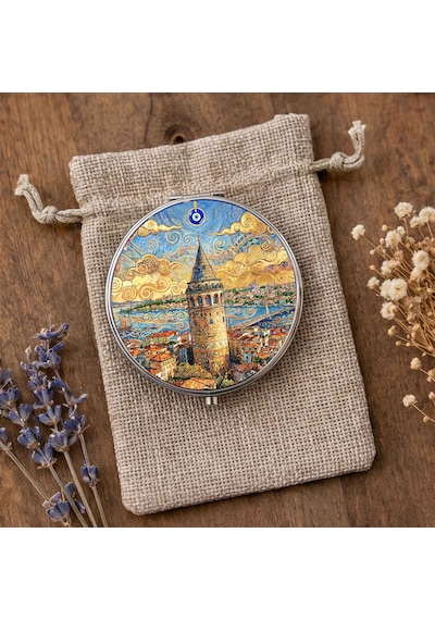 Makyaj Aynası Galata Kulesi İstanbul Tasarımlı El Aynası Cep Aynası Kişiye Özel Hazırlanabilir Yuvarlak Seyahat Aynası Çok Renkli Makyaj Aynası Galata Kulesi İstanbul Tasarımlı El Aynası Cep Aynası Kişiye Özel Hazırlanabilir Yuvarlak Seyahat Aynası Çok Renkli