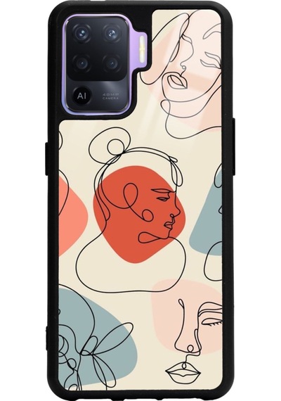 Oppo Reno 5 Lite Nude Maske Tasarımlı Glossy Telefon Kılıfı Siyah