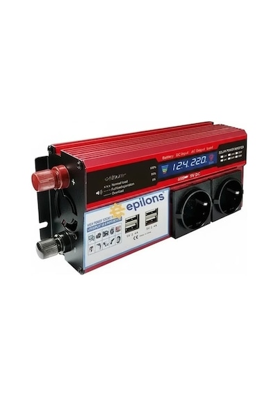 12v 2000w Modifiye Sinüs İnverter Araç Ve Güneş Enerjisi Uyumlu, Çift Usb, Çift Priz Ve Çakmaklık Eco Lounge