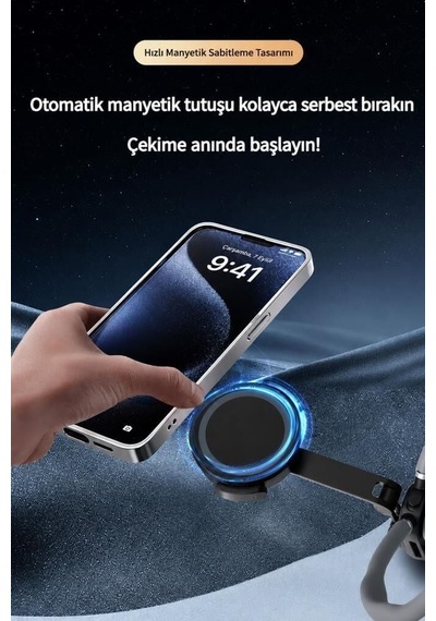 Kolay Taşınır Eller Serbest Telefon Tutucu Boyuna Asılabilen Manyetik Tutucu Jx058 Gri